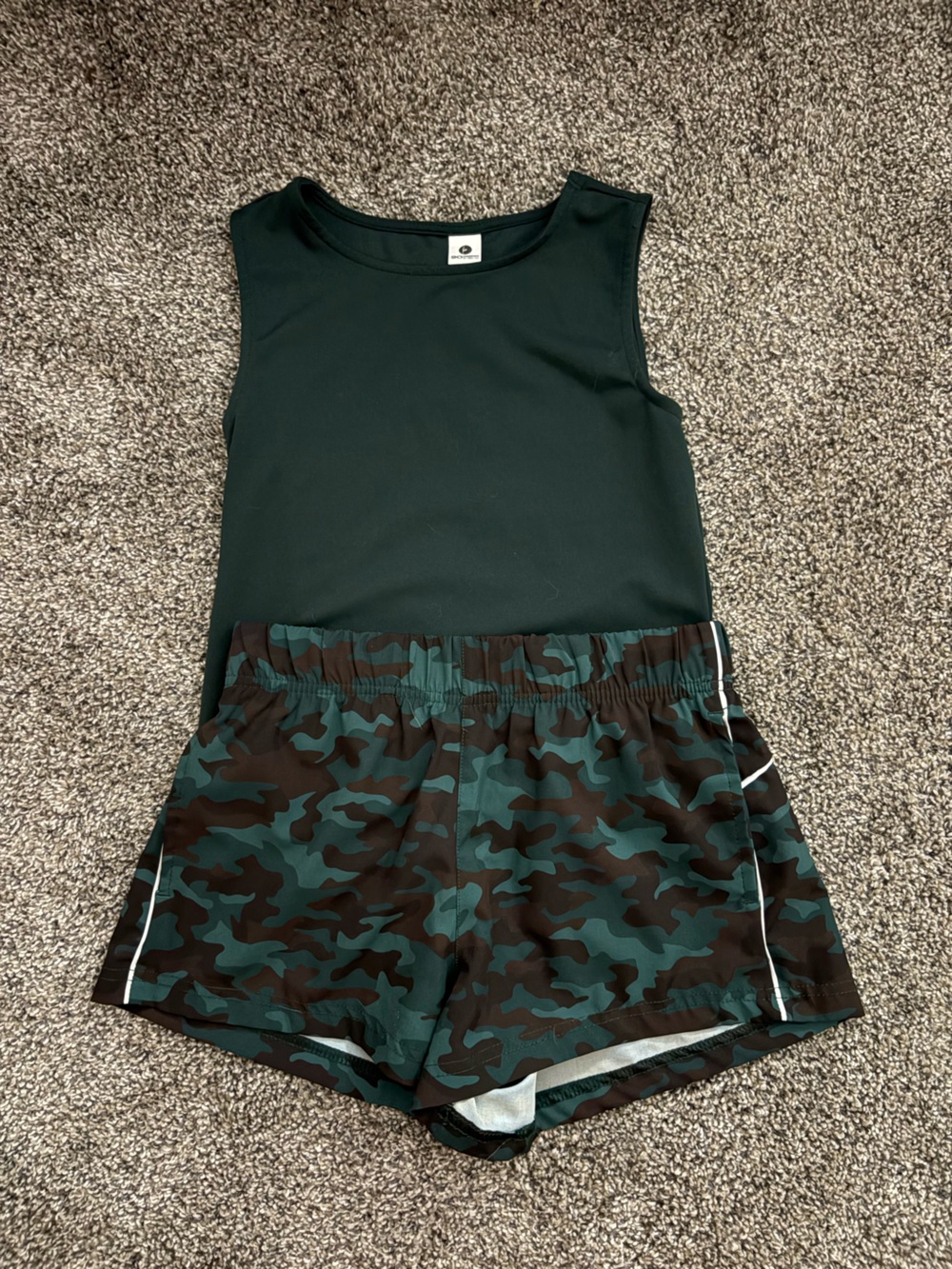 90 Degree By Reflex Dark Green Camouflage Athletic Two-Piece Set